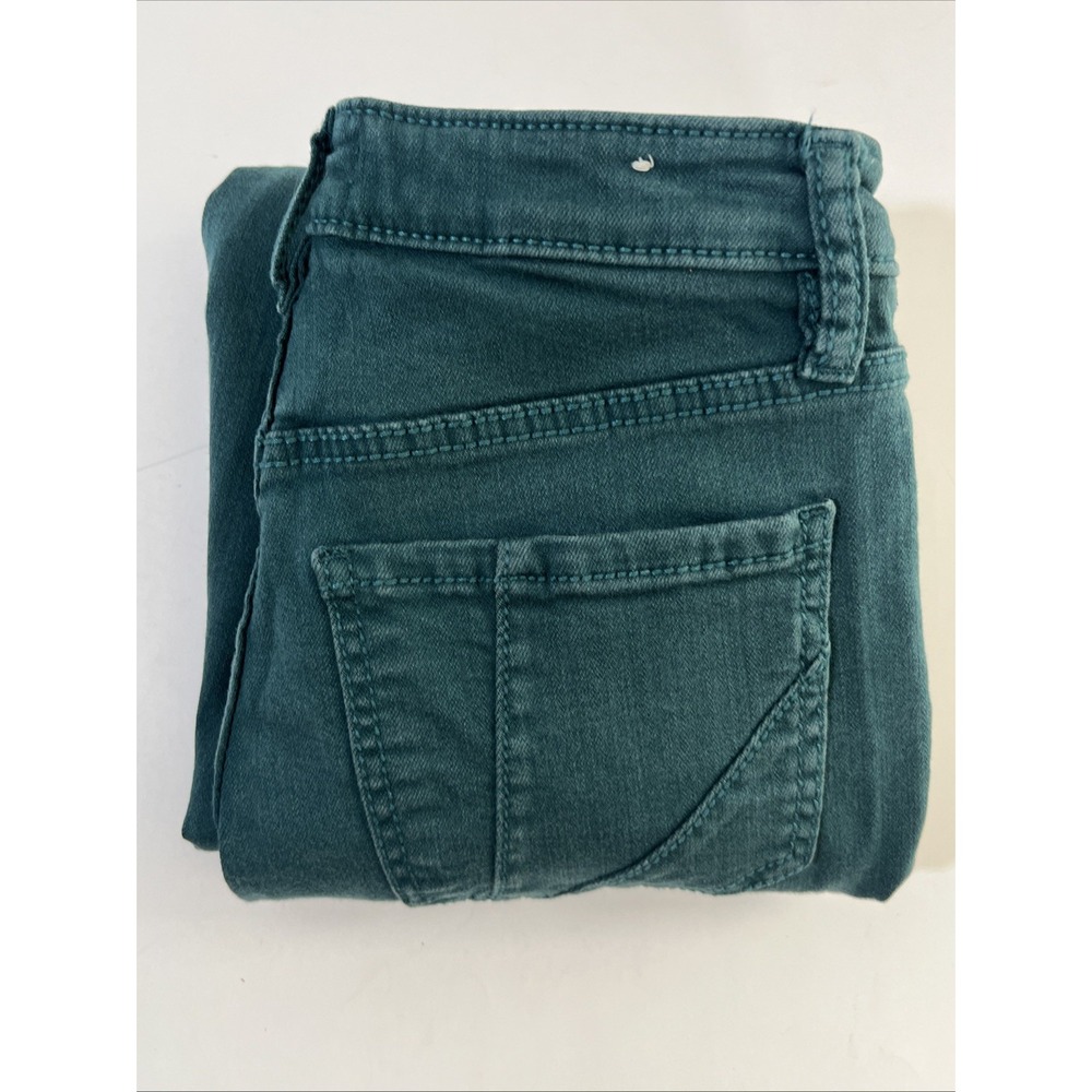 Shyanne Flare Jeans Womens 27 Short Green  Bell Bottom Distressed Raw Hem
